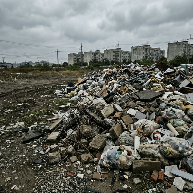 건설 폐기물 무단 불법 투기 현장